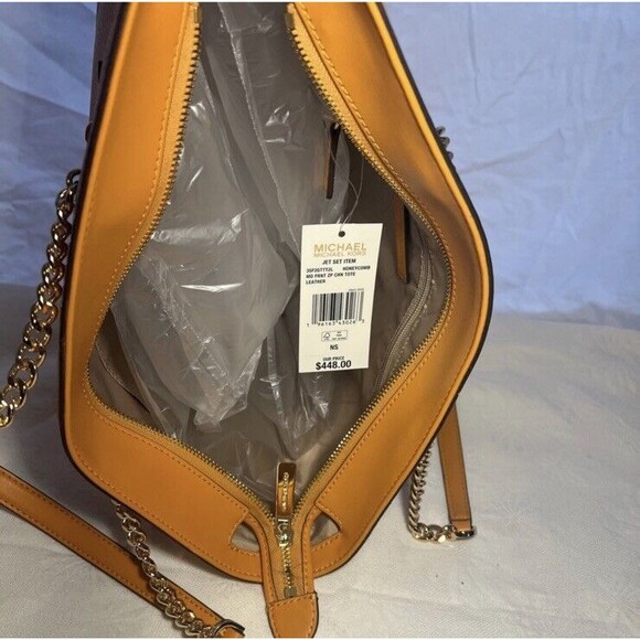 New Michael Kors Jet Set Medium Front Zip Chain Tote Pebble Leather NWT - Picture 2 of 3